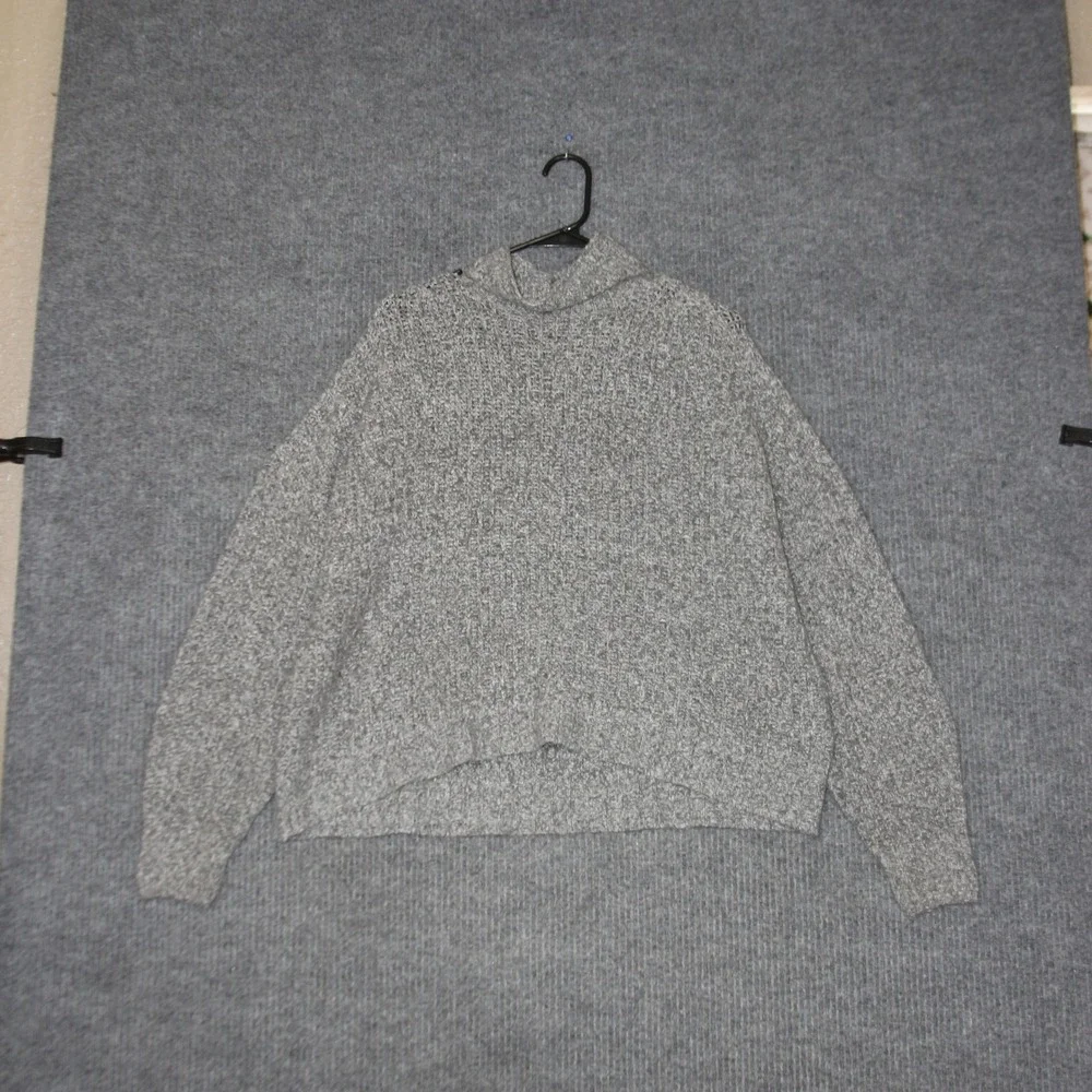 American Eagle Sweater Womens M Gray Mock Neck Marled‎ Knit Boxy Pullover